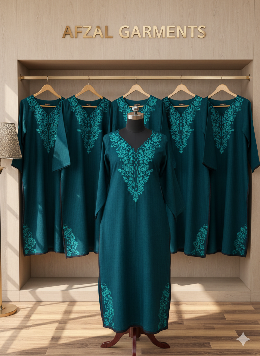 Premium Winter Cotton Embroidered 3-Piece Suit – Neck & Side Daman Embroidery