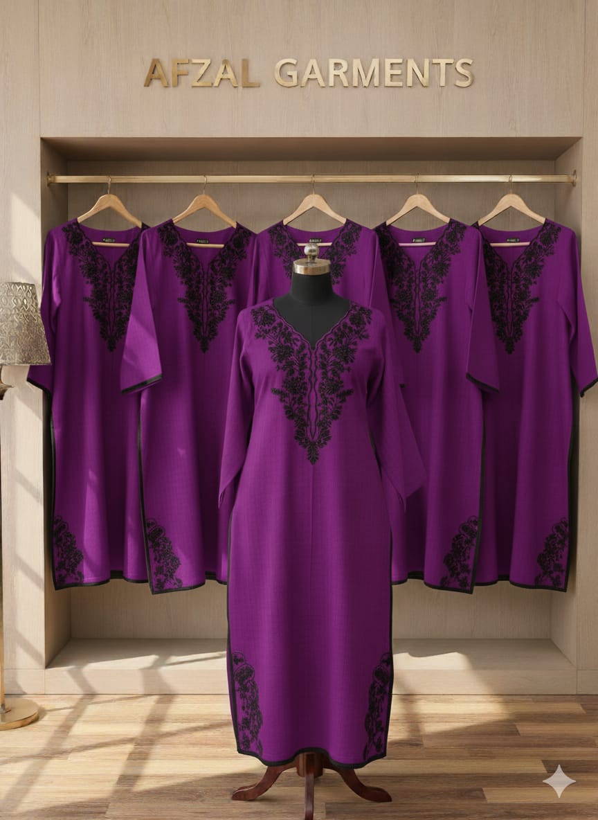 Premium Winter Cotton Embroidered 3-Piece Suit – Neck & Side Daman Embroidery