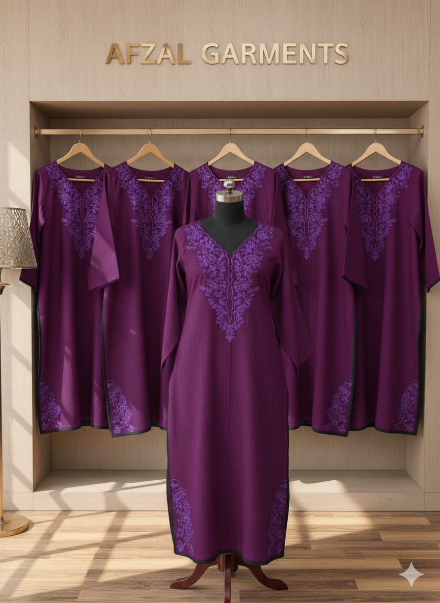 Premium Winter Cotton Embroidered 3-Piece Suit – Neck & Side Daman Embroidery